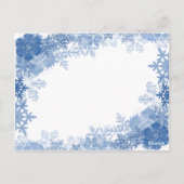 Blauwe Sneeuwvlok op Witte Trouwtafel Nummer Briefkaart (Achterkant)