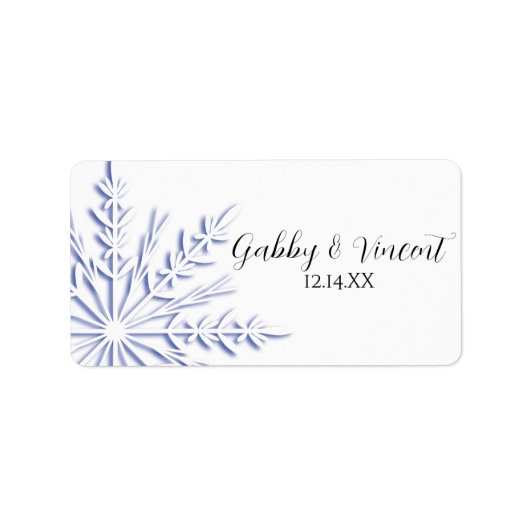 Blauwe sneeuwvlok op witte winterfeestdag etiket (Voorkant)