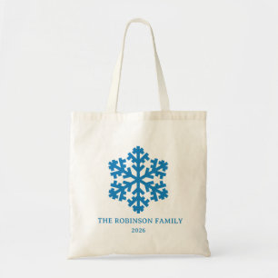 Blauwe Sneeuwvlok Persoonlijke Naam Jaar Tote Bag