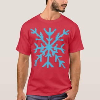 Blauwe sneeuwvlok pixel art t-shirt