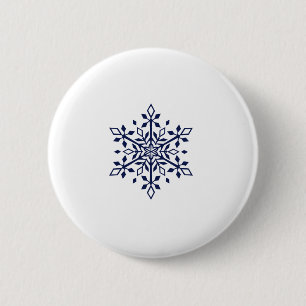 Blauwe sneeuwvlok ronde button 5,7 cm