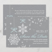 Blauwe Sneeuwvlok Save the Date Kaarten (Voorkant / Achterkant)