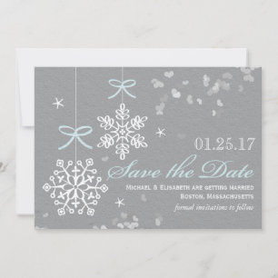 Blauwe Sneeuwvlok Save the Date Kaarten