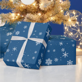 Blauwe Sneeuwvlok Sneeuw Winter Kerstvakantie Cadeaupapier