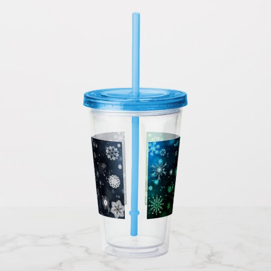 blauwe sneeuwvlok voor Kerstmis/winter Acryl Drinkbeker (Rechts)