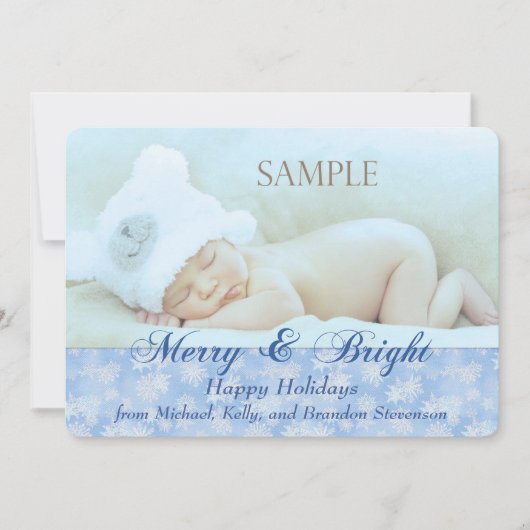 Blauwe sneeuwvlok Vrolijk en helder Sjabloon kerst (Voorkant)