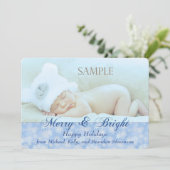 Blauwe sneeuwvlok Vrolijk en helder Sjabloon kerst (Staand voorkant)