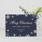 Blauwe Sneeuwvlok Waterverf Botanisch Feestdagenkaart (Staand voorkant)