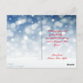 Blauwe sneeuwvlok wens minimalistische rode letter briefkaart (Achterkant)