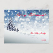 Blauwe sneeuwvlok wens minimalistische rode letter briefkaart (Voorkant)