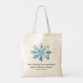 Blauwe Sneeuwvlok Winter Bruidsfeest Favoren Tote Bag (Achterkant)