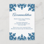 Blauwe Sneeuwvlok Winter Bruiloft Accommodatie Informatiekaartje (Voorkant)