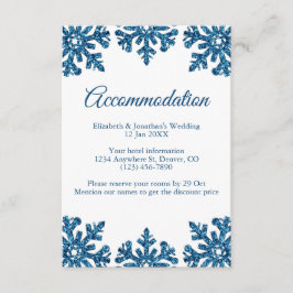 Blauwe Sneeuwvlok Winter Bruiloft Accommodatie Informatiekaartje