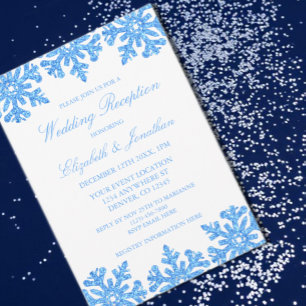 Blauwe sneeuwvlok Winter bruiloft receptie Kaart