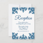 Blauwe Sneeuwvlok Winter Bruiloftsreceptie Kaart (Voorkant)