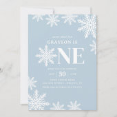 Blauwe Sneeuwvlok Winter Jongen 1e Verjaardag Kaart (Voorkant)