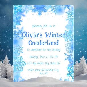 Blauwe Sneeuwvlok Winter Onederland Feest Kaart