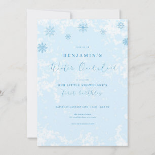 Blauwe Sneeuwvlok Winter Onederland Verjaardag Uit Kaart