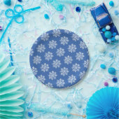 Blauwe Sneeuwvlok Winter Patroon Kerstvakantie Papieren Bordje (Feest)