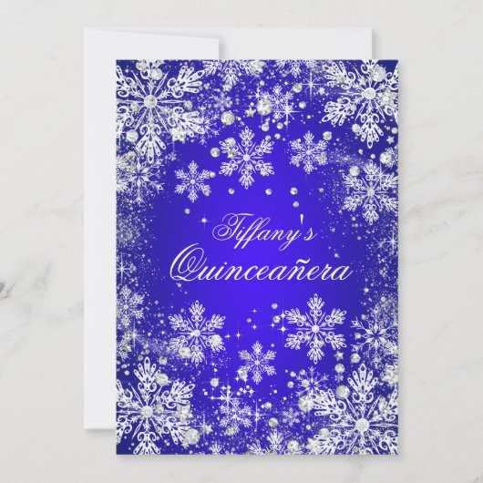 Blauwe sneeuwvlok Winter Wonderland Quinceanera Kaart (Voorkant)