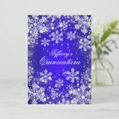Blauwe sneeuwvlok Winter Wonderland Quinceanera Kaart (Staand voorkant)
