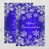 Blauwe sneeuwvlok Winter Wonderland Quinceanera Kaart (Voorkant / Achterkant)