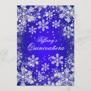 Blauwe sneeuwvlok Winter Wonderland Quinceanera Kaart
