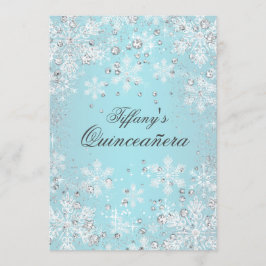 Blauwe sneeuwvlok Winter Wonderland Quinceanera Kaart