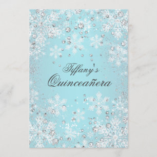 Blauwe sneeuwvlok Winter Wonderland Quinceanera Kaart