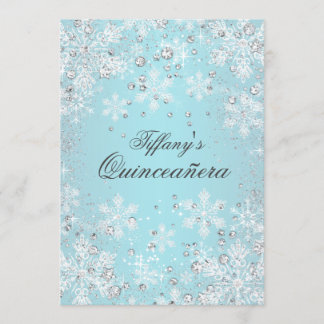 Blauwe sneeuwvlok Winter Wonderland Quinceanera Kaart