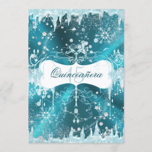 Blauwe sneeuwvlok Winter Wonderland Quinceanera Kaart