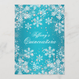 Blauwe sneeuwvlok Winter Wonderland Quinceanera Kaart