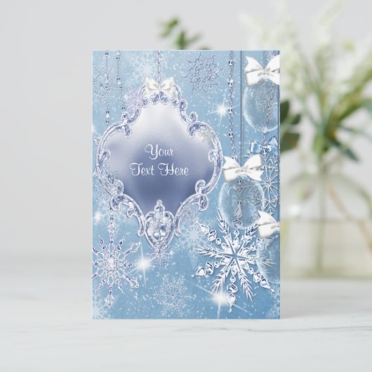 Blauwe sneeuwvlok Winter Wonderland RSVP (Staand voorkant)