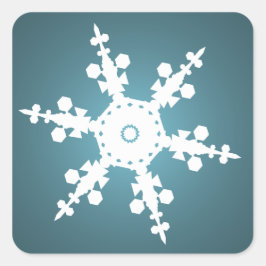 blauwe sneeuwvlokafsluiting vierkante sticker