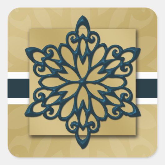 blauwe sneeuwvlokafsluiting vierkante sticker (Voorkant)