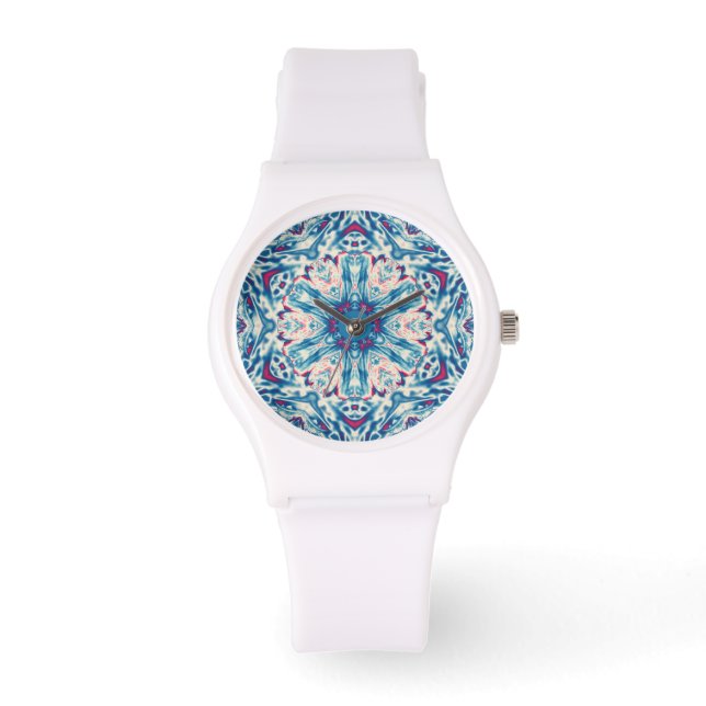 Blauwe sneeuwvlokhorloge horloge (Voorkant)