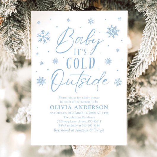 Blauwe Sneeuwvlokjes Baby Het is Koud Buiten Baby  Kaart