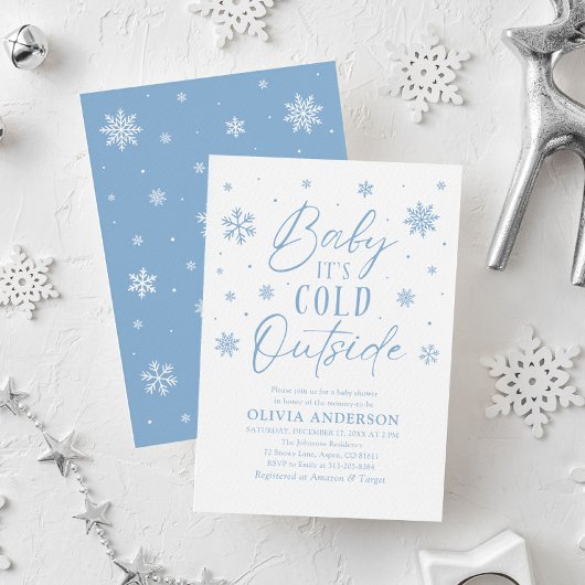 Blauwe Sneeuwvlokjes Baby Het is Koud Buiten Baby  Kaart