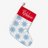 Blauwe sneeuwvlokken Aangepaste naam kerststop Kleine Kerstsok (Voorkant (Hangend))