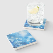 Blauwe Sneeuwvlokken Achtergrond Textuur Digitale Stenen Onderzetter (Zijkant)