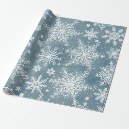 Blauwe Sneeuwvlokken Aquarel Winter Vakantie Cadeaupapier
