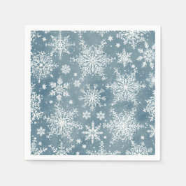 Blauwe Sneeuwvlokken Aquarel Winter Vakantie Servet