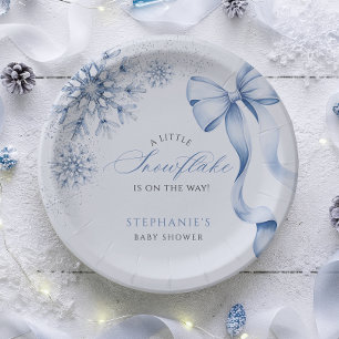 Blauwe sneeuwvlokken Baby shower Papieren Borden Bordje