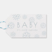 Blauwe sneeuwvlokken Baby zijn koude buitenkant be Cadeaulabel (Achterkant Horizontaal)