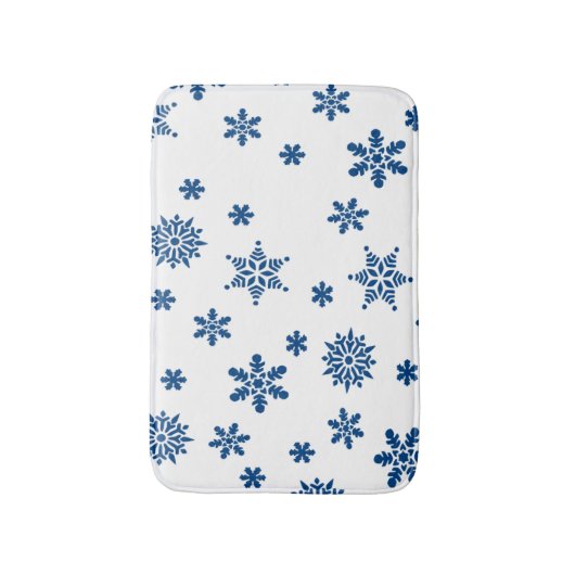 Blauwe sneeuwvlokken badmat (Voorkant Verticaal)