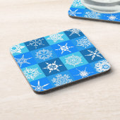 Blauwe sneeuwvlokken bier onderzetter (Linkerzijde)