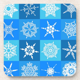 Blauwe sneeuwvlokken bier onderzetter