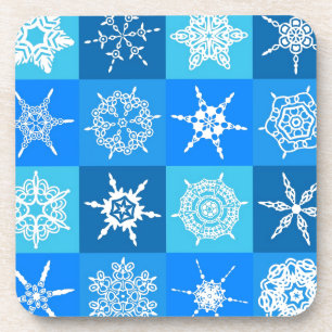 Blauwe sneeuwvlokken bier onderzetter