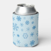 Blauwe Sneeuwvlokken Blikjeskoeler (Blikje Voorkant)