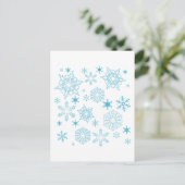 blauwe sneeuwvlokken briefkaart (Staand voorkant)